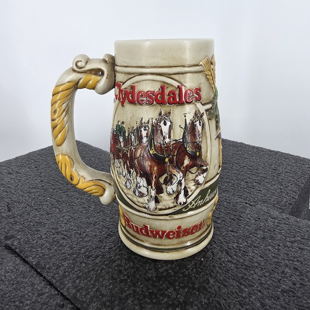 Budweiser 1980 Holiday Stein Clydesdales 8-Horse Hitch Ceramarte Brazil